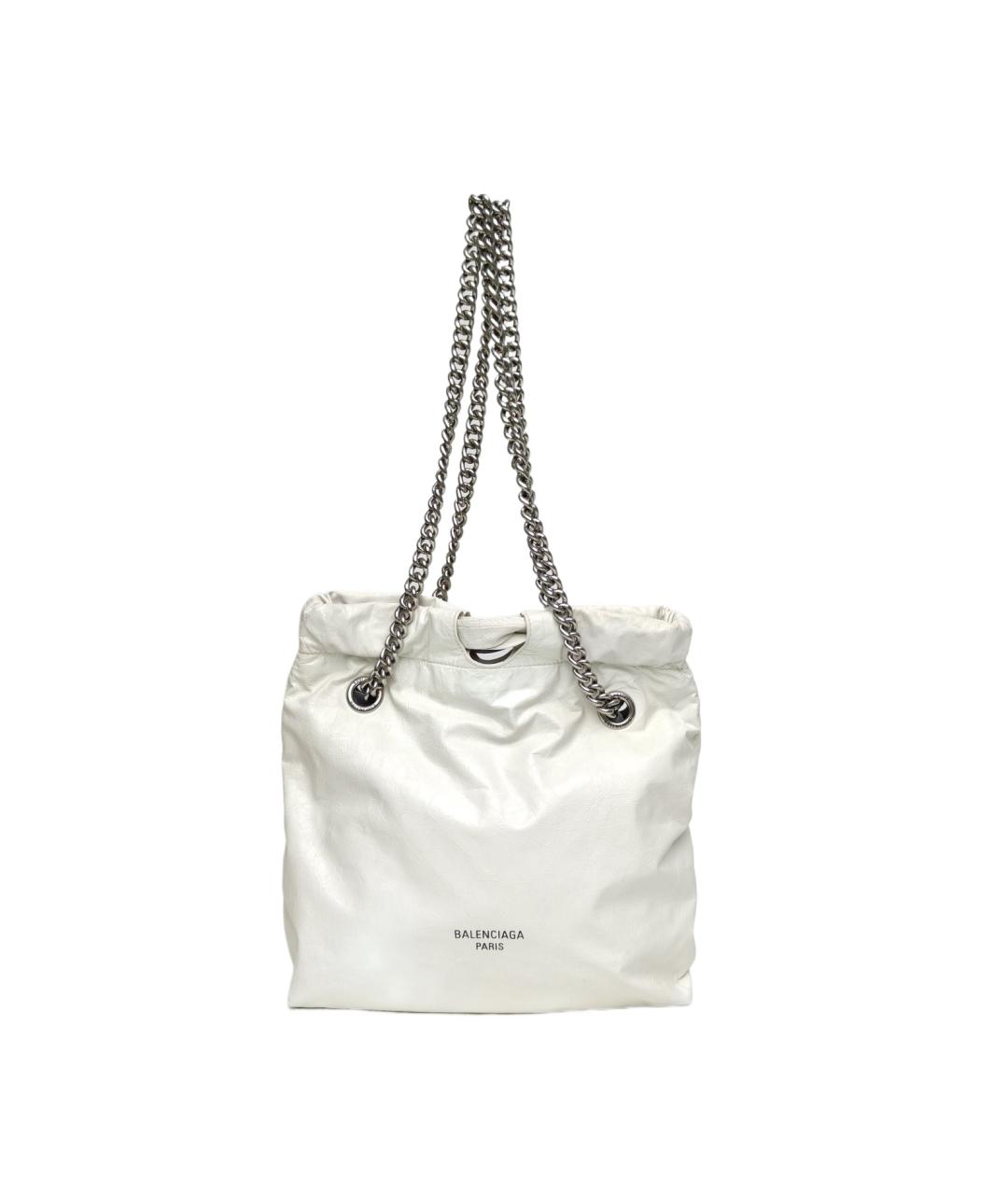 BALENCIAGA Белая кожаная сумка через плечо, фото 10