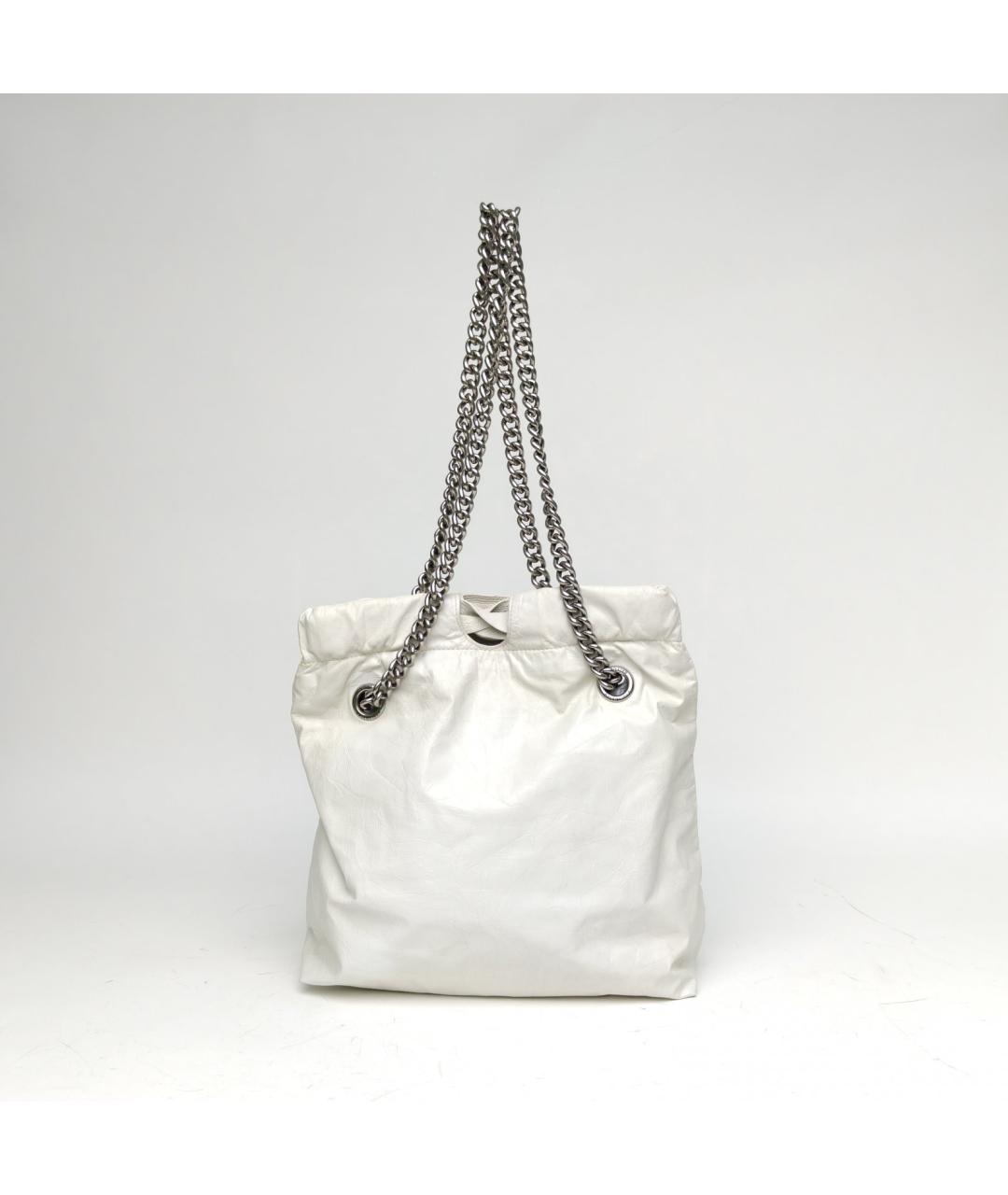 BALENCIAGA Белая кожаная сумка через плечо, фото 4