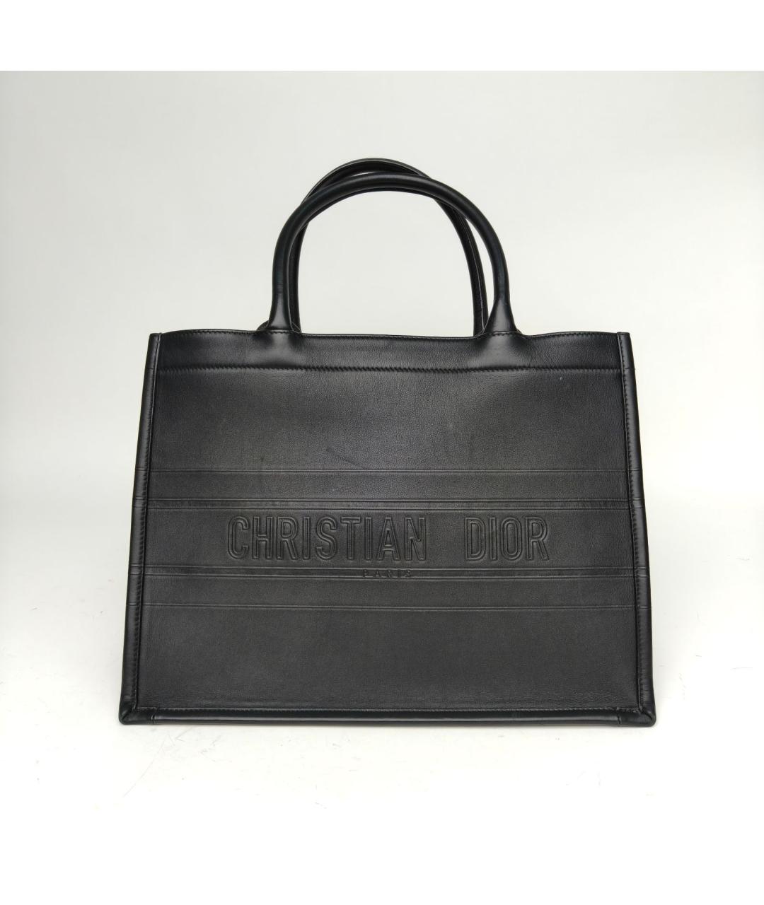 CHRISTIAN DIOR Черная кожаная сумка с короткими ручками, фото 2