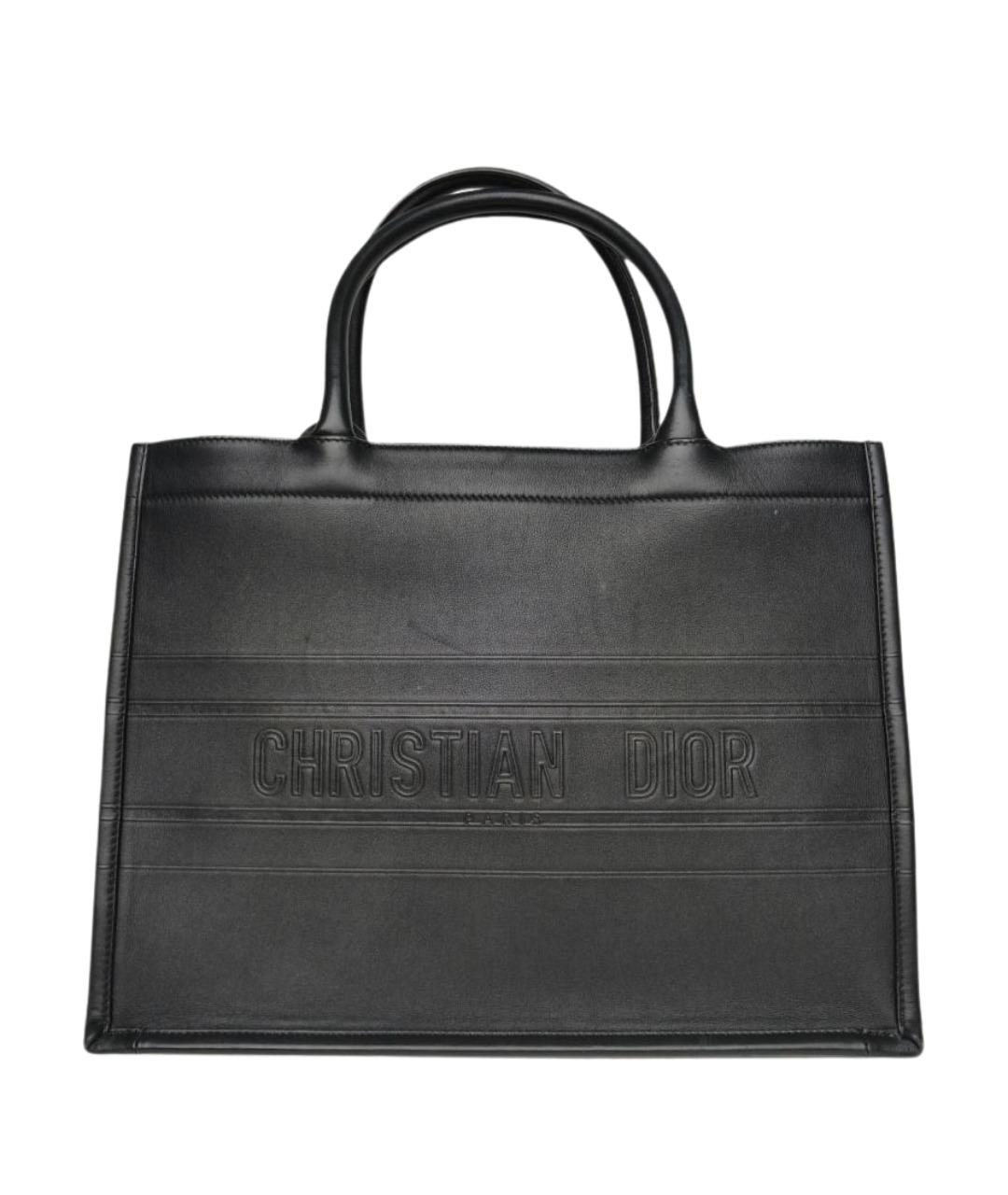 CHRISTIAN DIOR Черная кожаная сумка с короткими ручками, фото 1