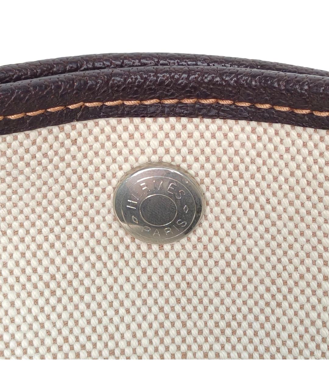 HERMES Бежевая тканевая сумка с короткими ручками, фото 7