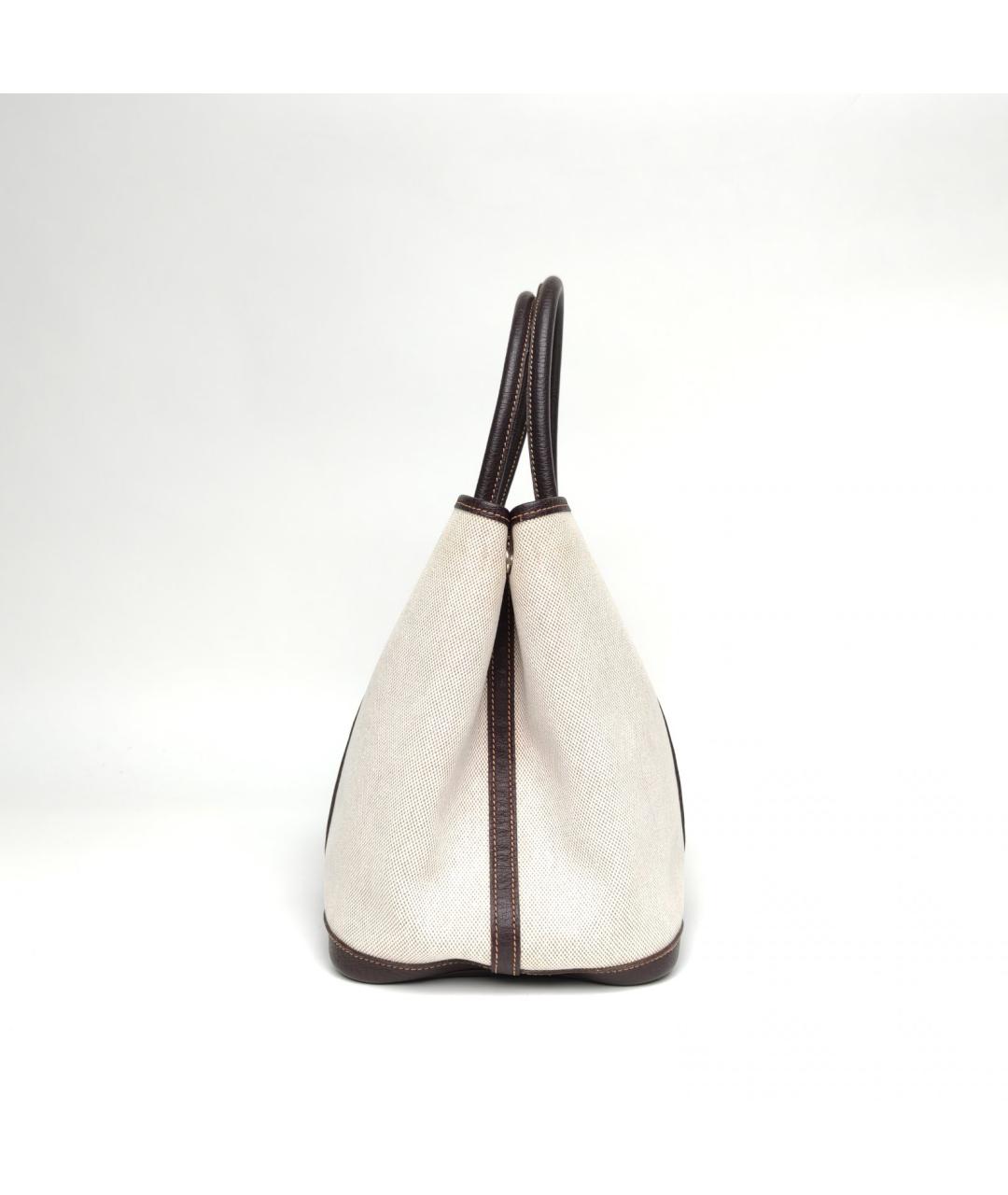 HERMES Бежевая тканевая сумка с короткими ручками, фото 5