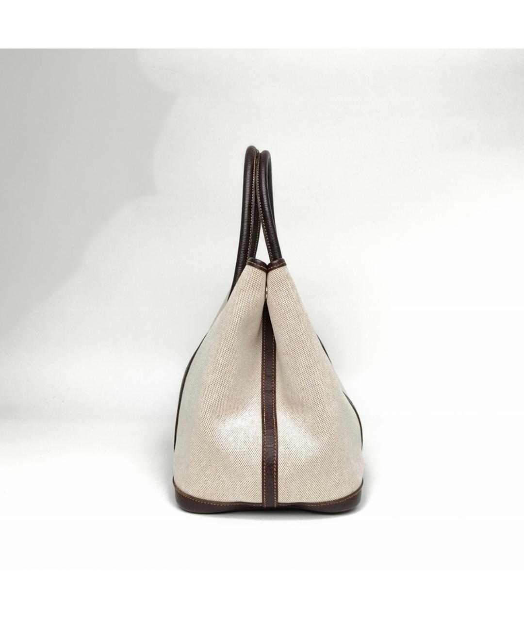 HERMES Бежевая тканевая сумка с короткими ручками, фото 3