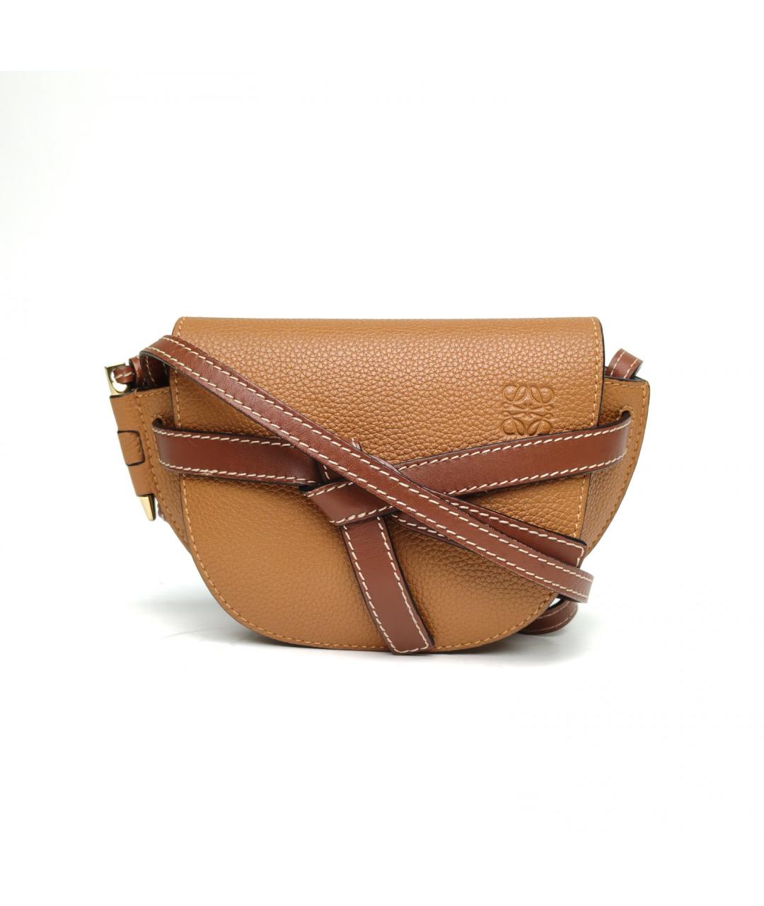 LOEWE Коричневая кожаная сумка через плечо, фото 2