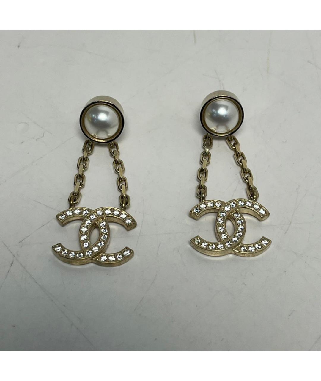 CHANEL Золотые металлические серьги, фото 6