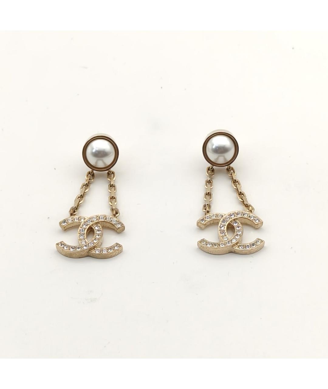 CHANEL Золотые металлические серьги, фото 3
