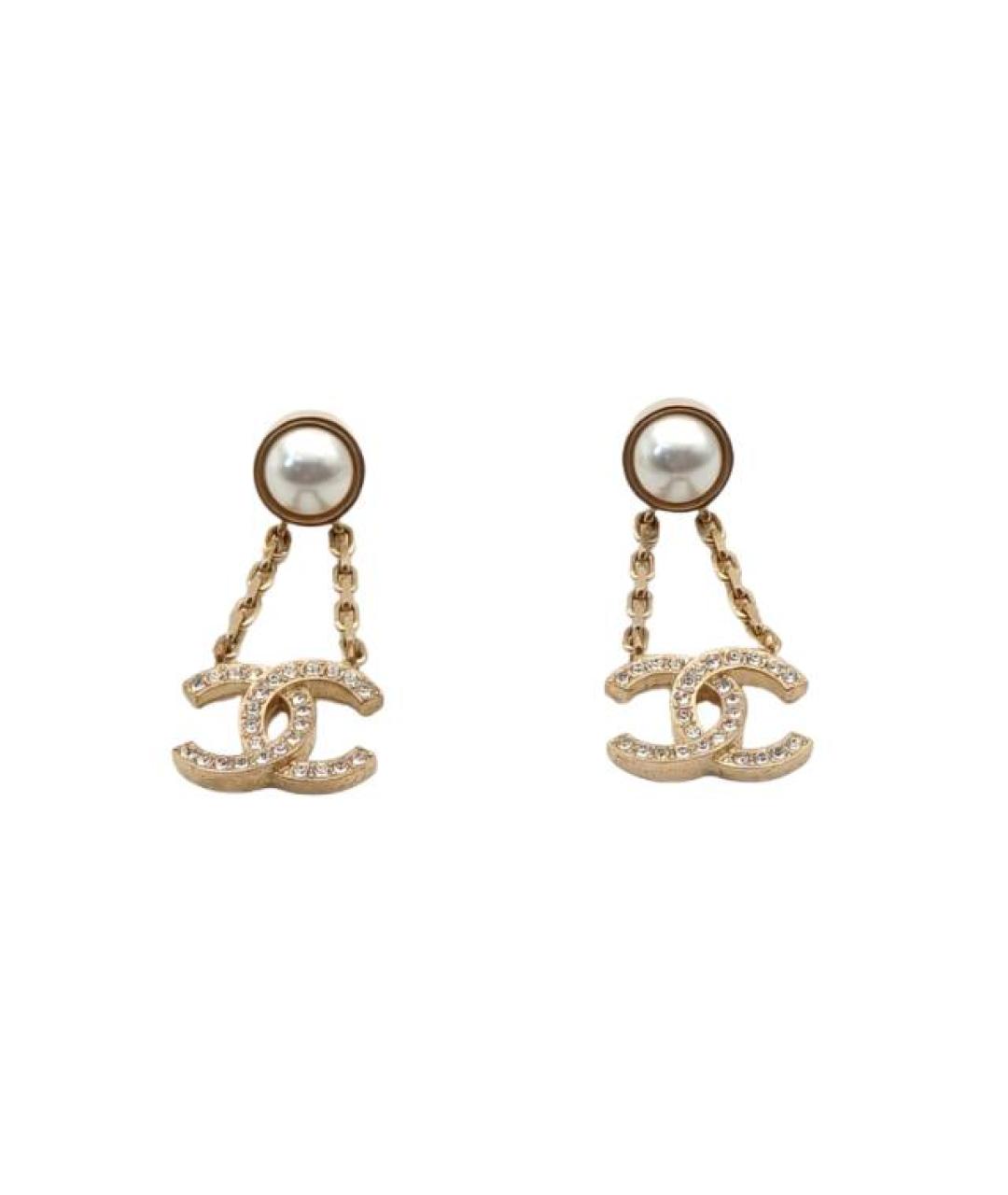 CHANEL Золотые металлические серьги, фото 1