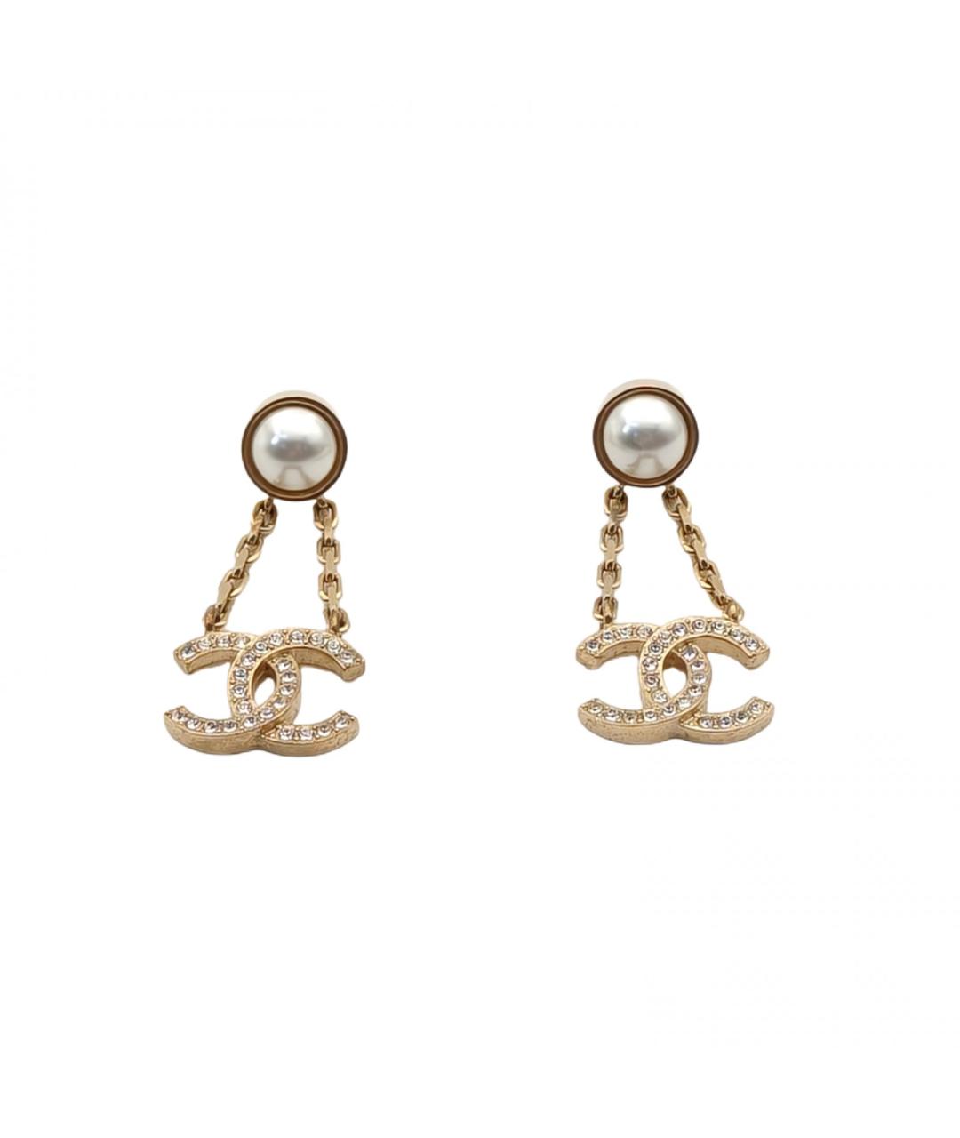 CHANEL Золотые металлические серьги, фото 2