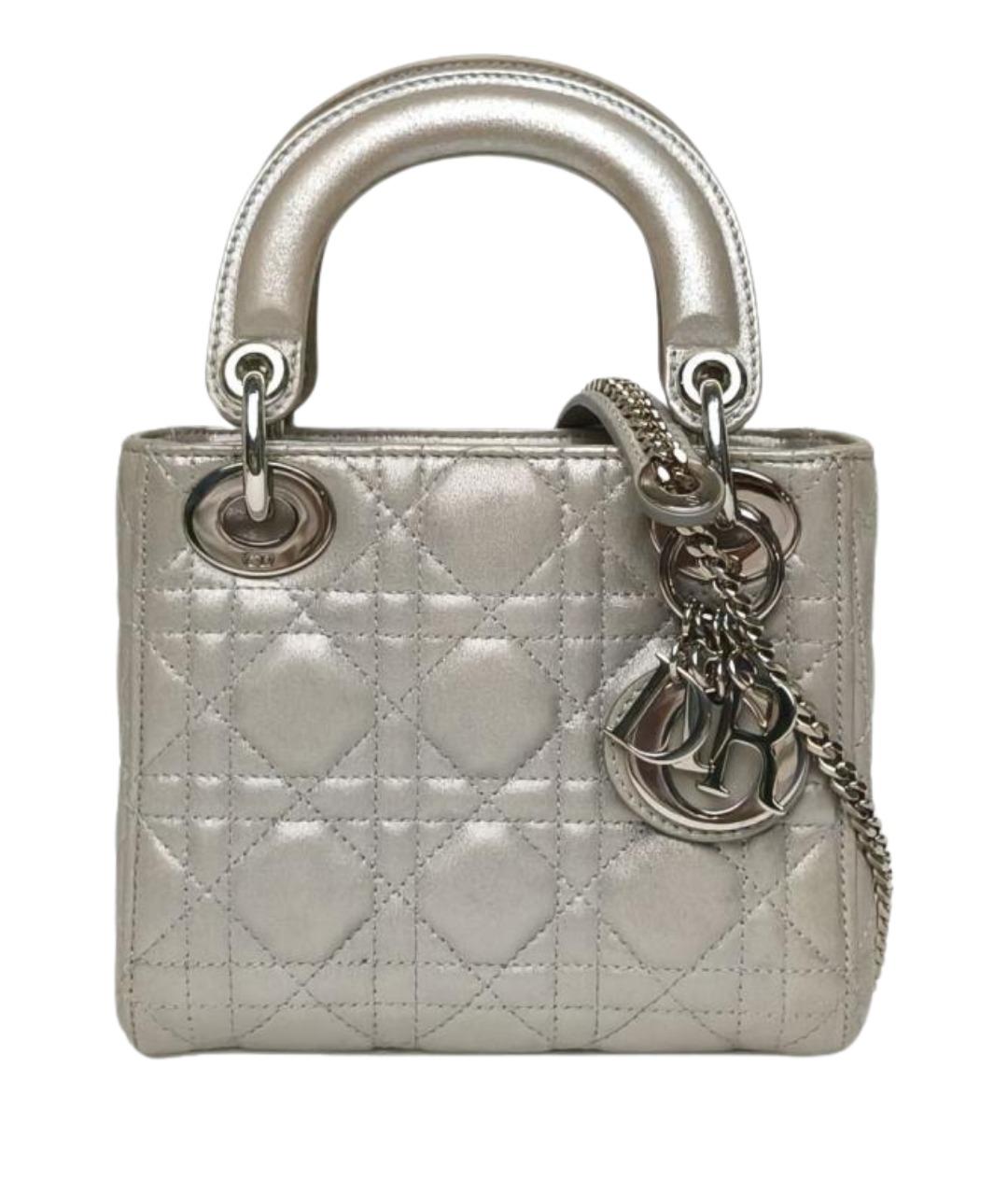 CHRISTIAN DIOR Серая кожаная сумка через плечо, фото 1