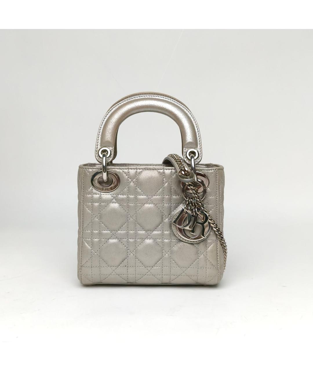 CHRISTIAN DIOR Серая кожаная сумка через плечо, фото 2