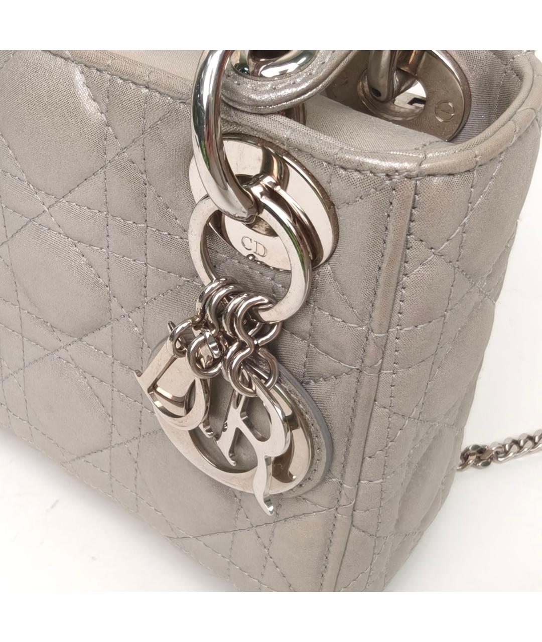 CHRISTIAN DIOR Серая кожаная сумка через плечо, фото 7