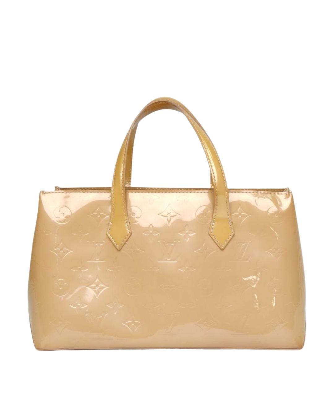 LOUIS VUITTON Золотая сумка с короткими ручками из лакированной кожи, фото 1