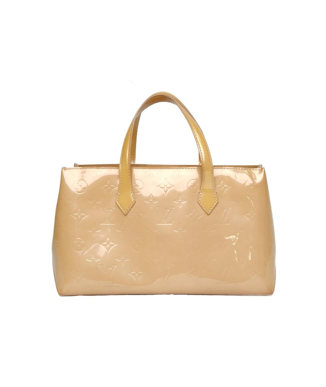 LOUIS VUITTON Золотая сумка с короткими ручками из лакированной кожи, фото 9