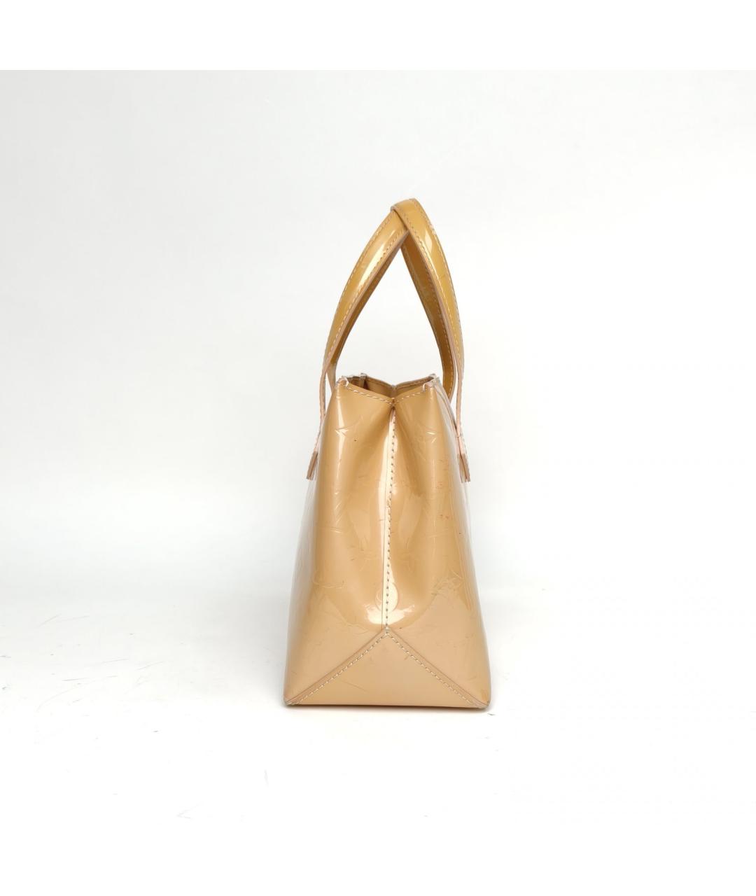 LOUIS VUITTON Золотая сумка с короткими ручками из лакированной кожи, фото 5