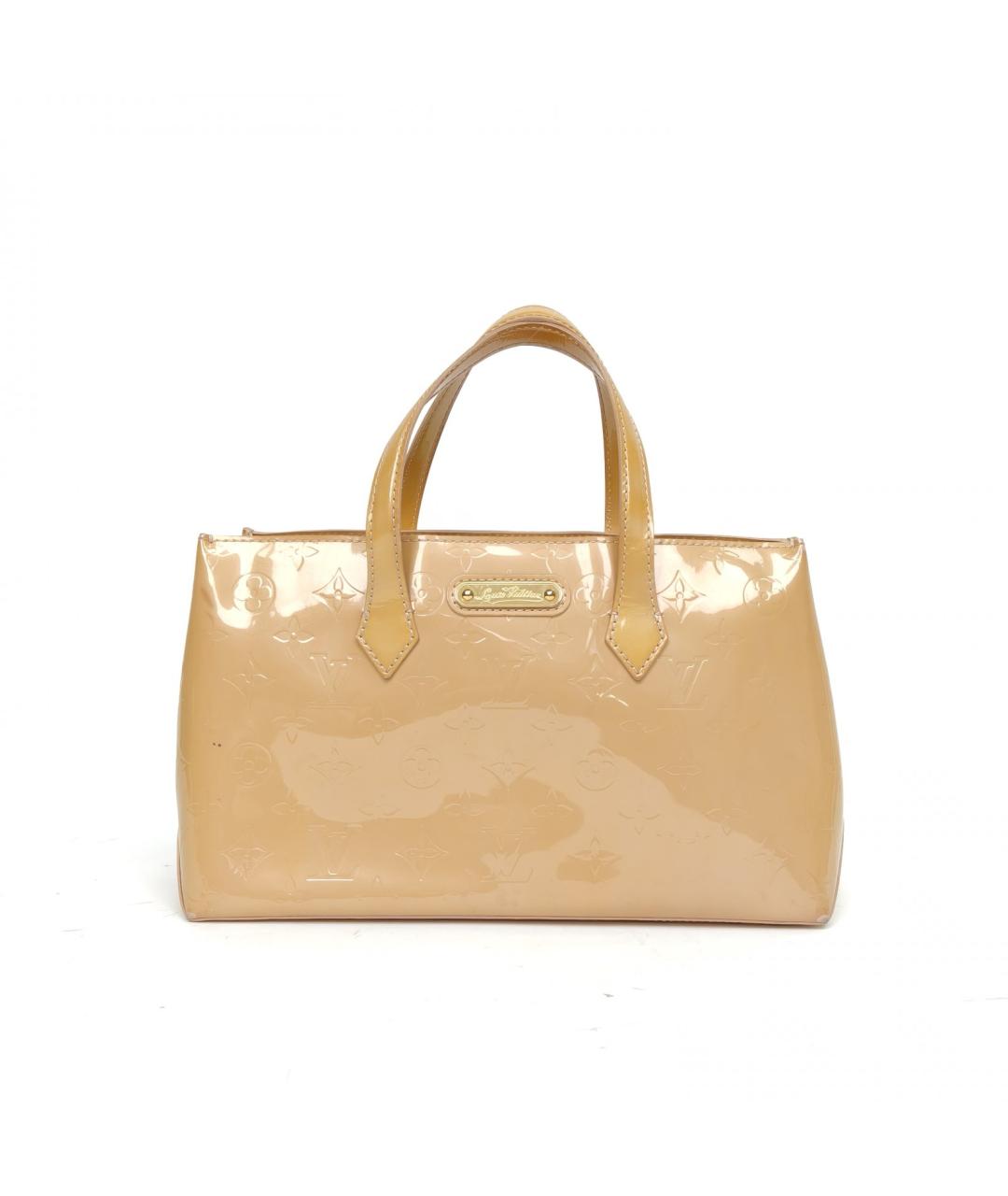 LOUIS VUITTON Золотая сумка с короткими ручками из лакированной кожи, фото 4