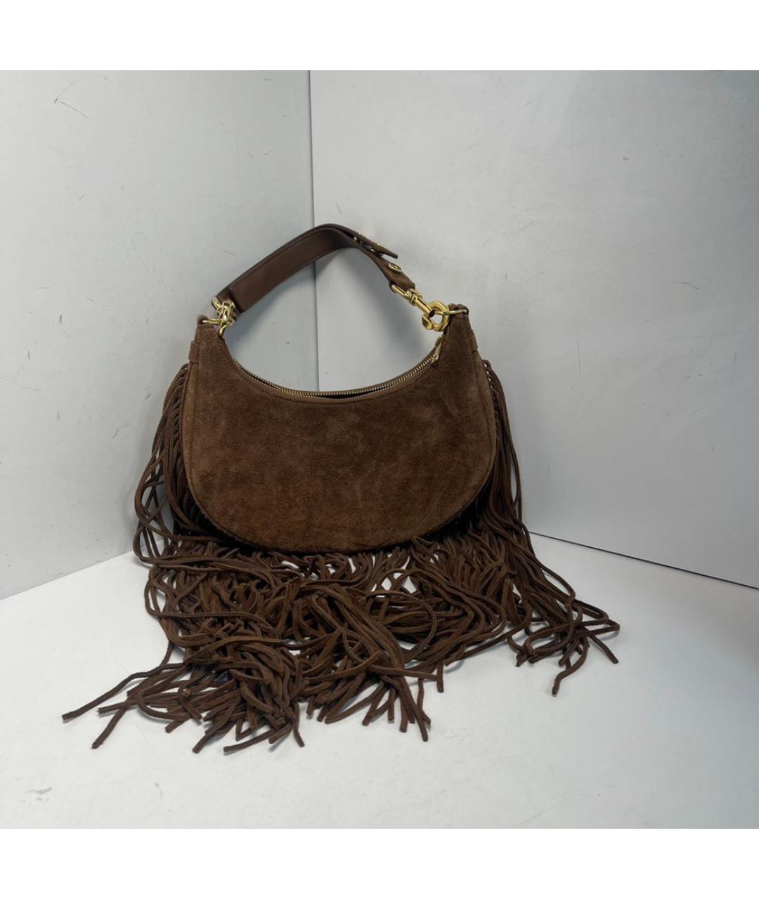 CELINE Коричневая замшевая сумка через плечо, фото 9