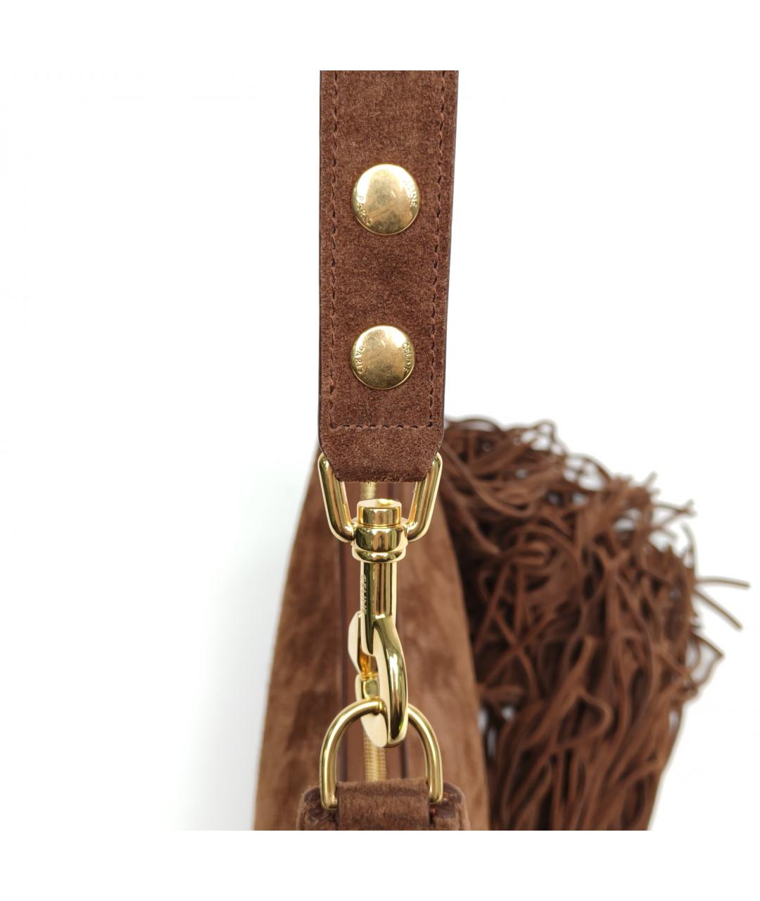 CELINE Коричневая замшевая сумка через плечо, фото 8