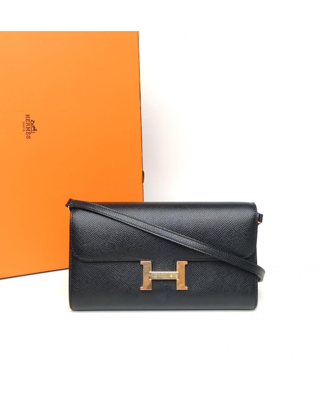 HERMES Черная кожаная сумка через плечо, фото 9