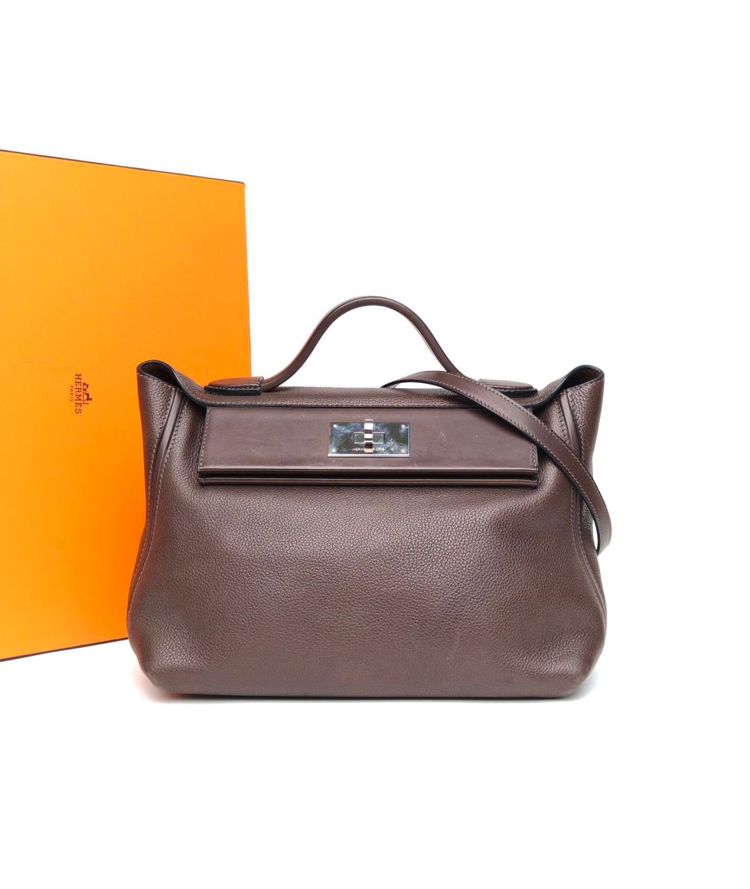 HERMES Коричневая кожаная сумка через плечо, фото 9