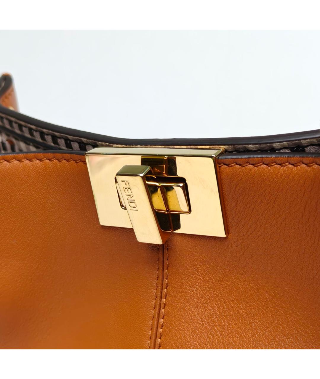 FENDI Коричневая кожаная сумка через плечо, фото 4