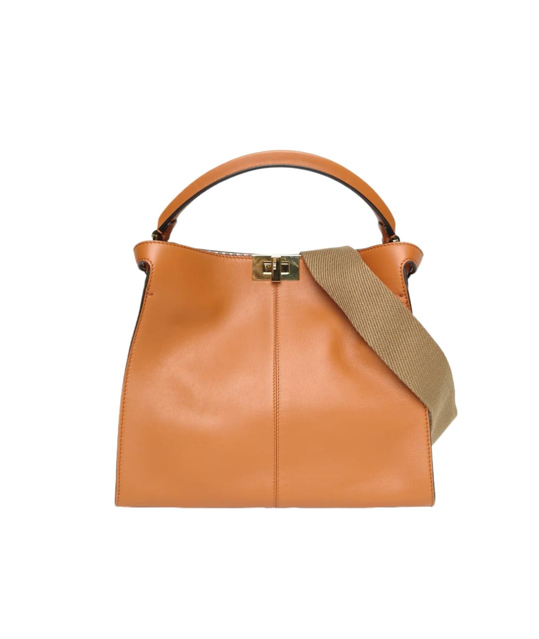 FENDI Коричневая кожаная сумка через плечо, фото 1