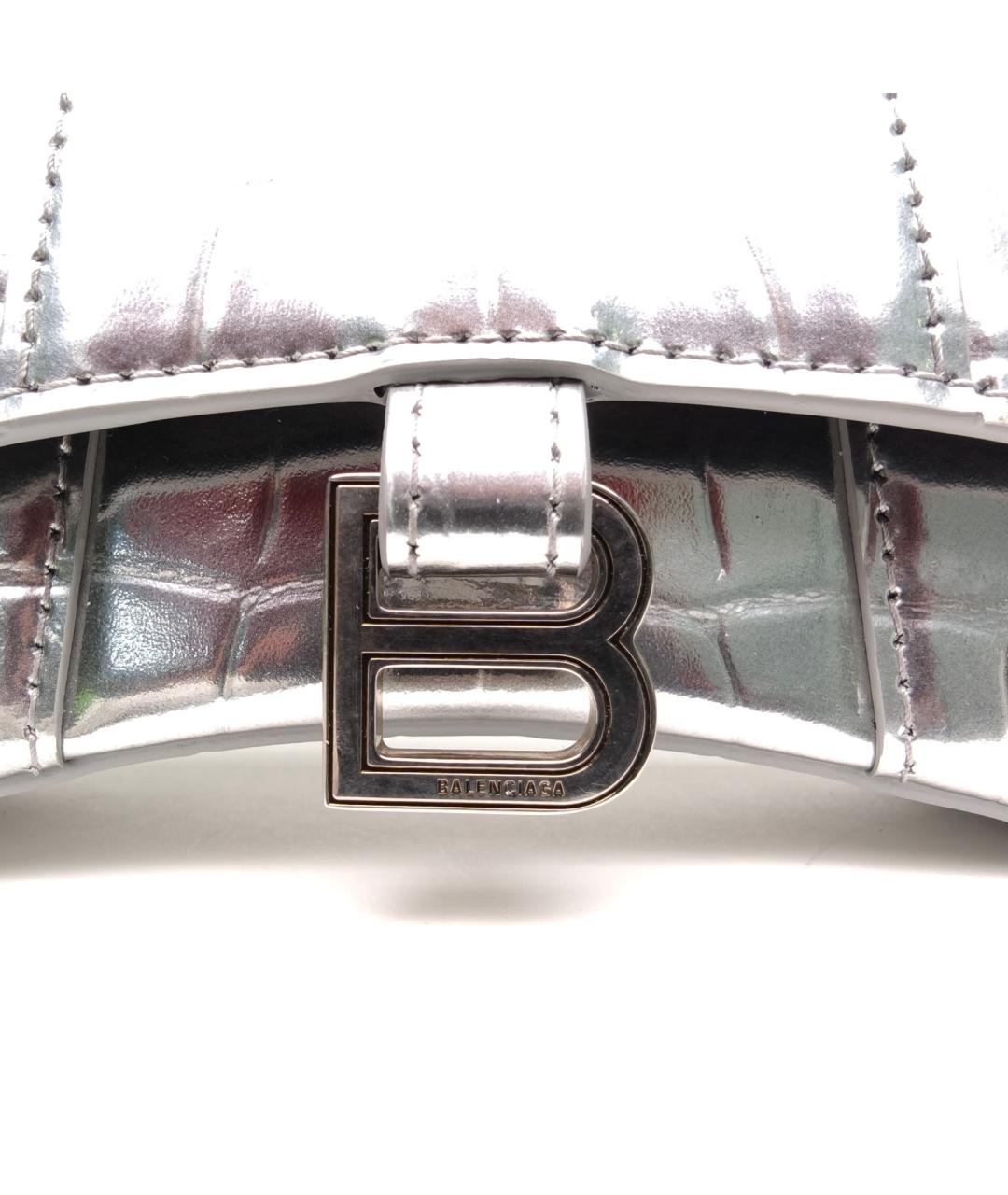 BALENCIAGA Серебряная кожаная сумка через плечо, фото 7