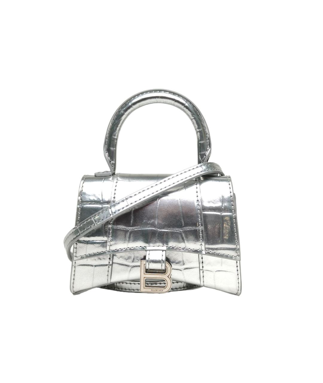 BALENCIAGA Серебряная кожаная сумка через плечо, фото 1