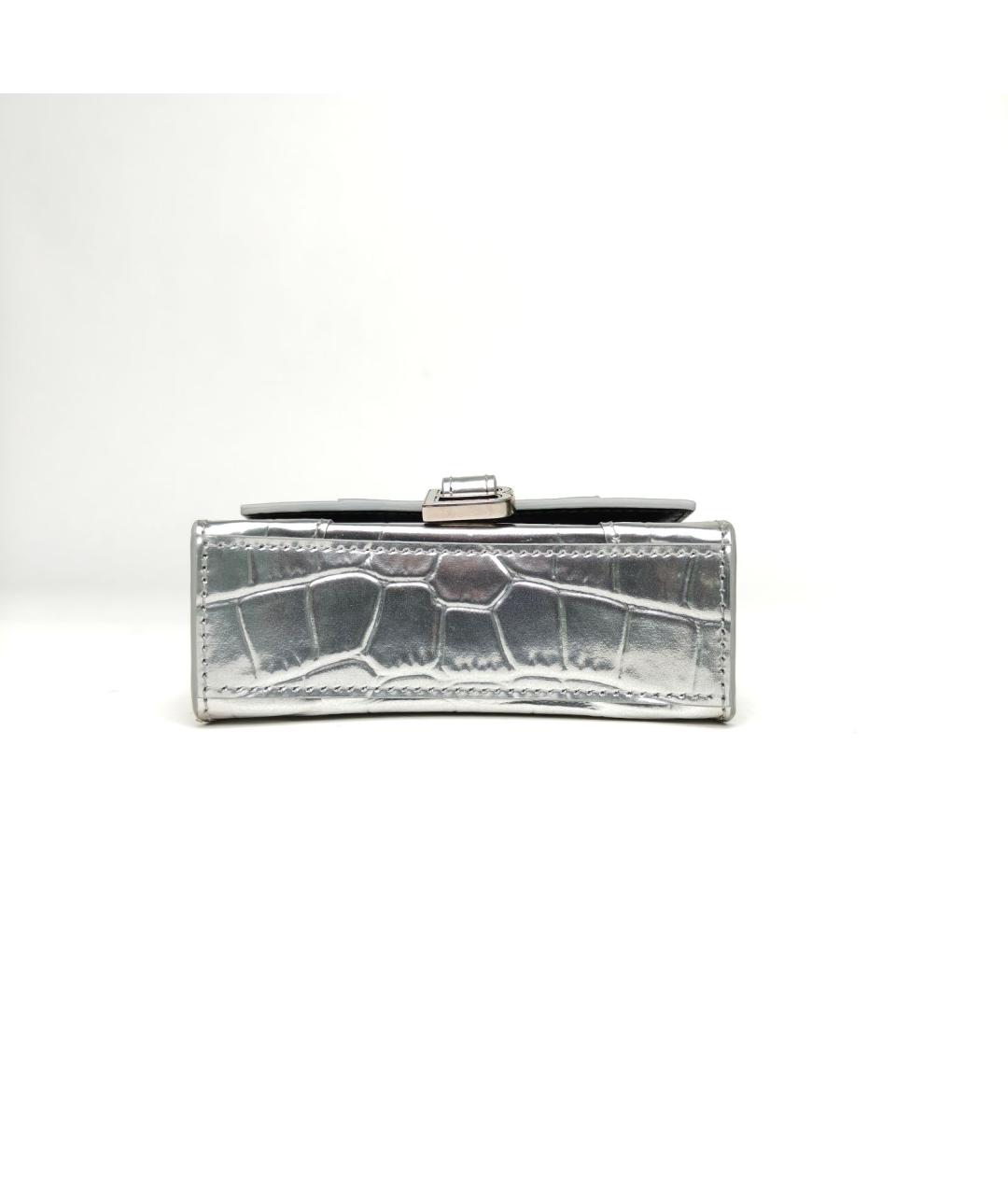 BALENCIAGA Серебряная кожаная сумка через плечо, фото 6