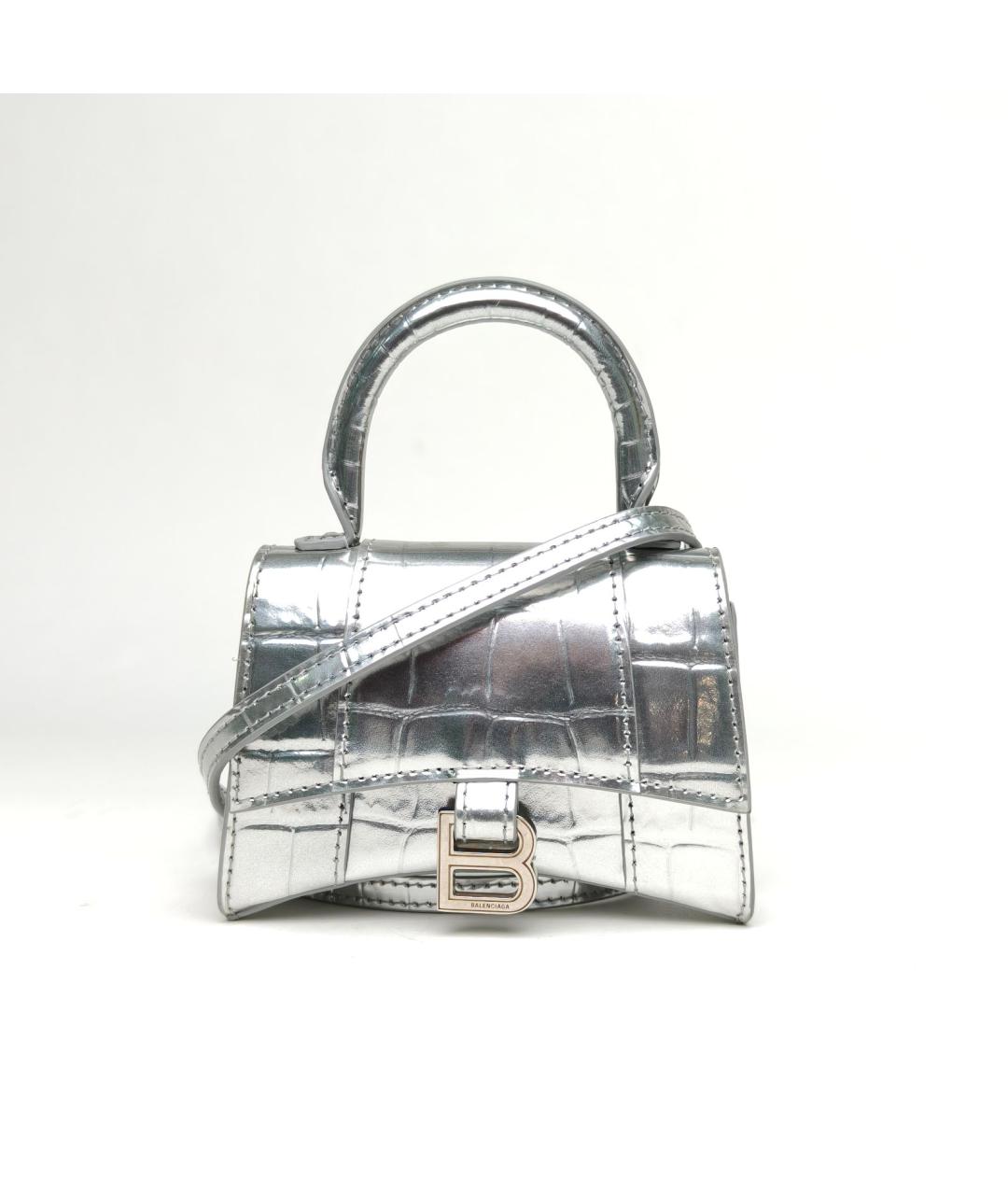 BALENCIAGA Серебряная кожаная сумка через плечо, фото 2