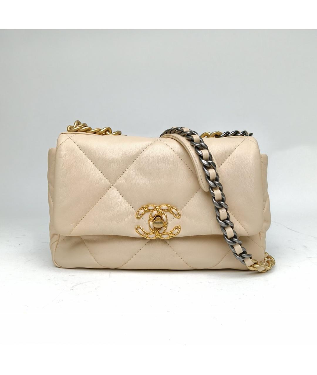 CHANEL Бежевая кожаная сумка через плечо, фото 2