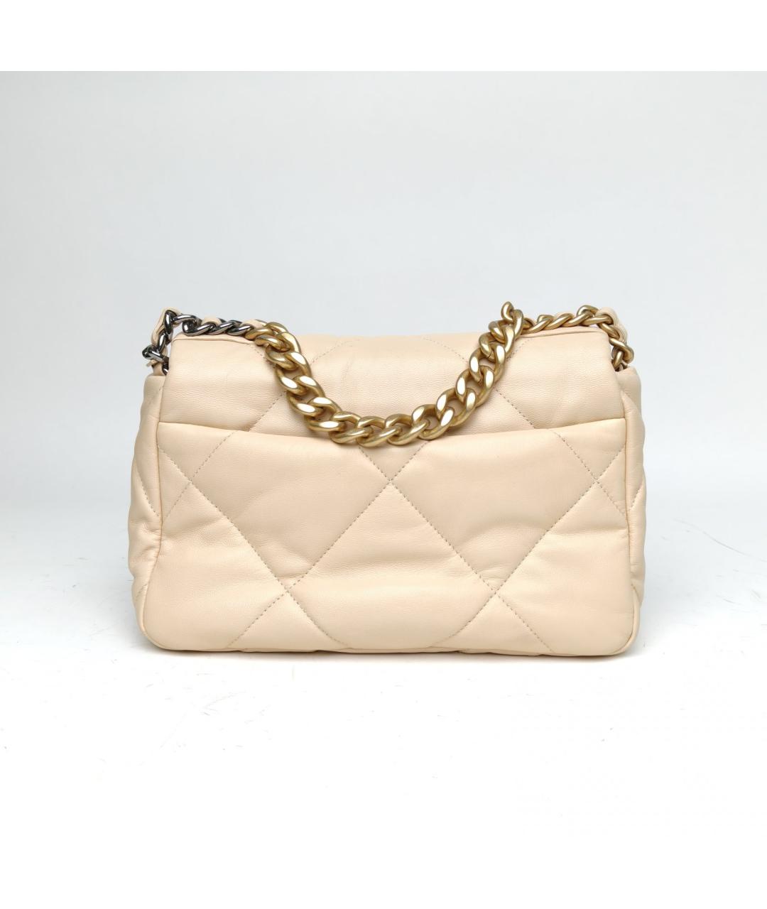 CHANEL Бежевая кожаная сумка через плечо, фото 4