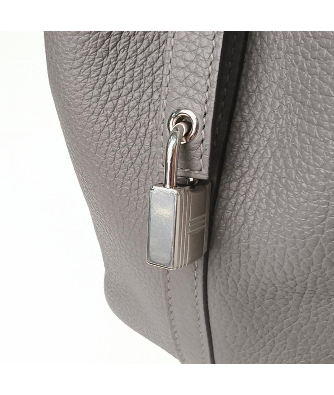 HERMES Серая кожаная сумка через плечо, фото 7