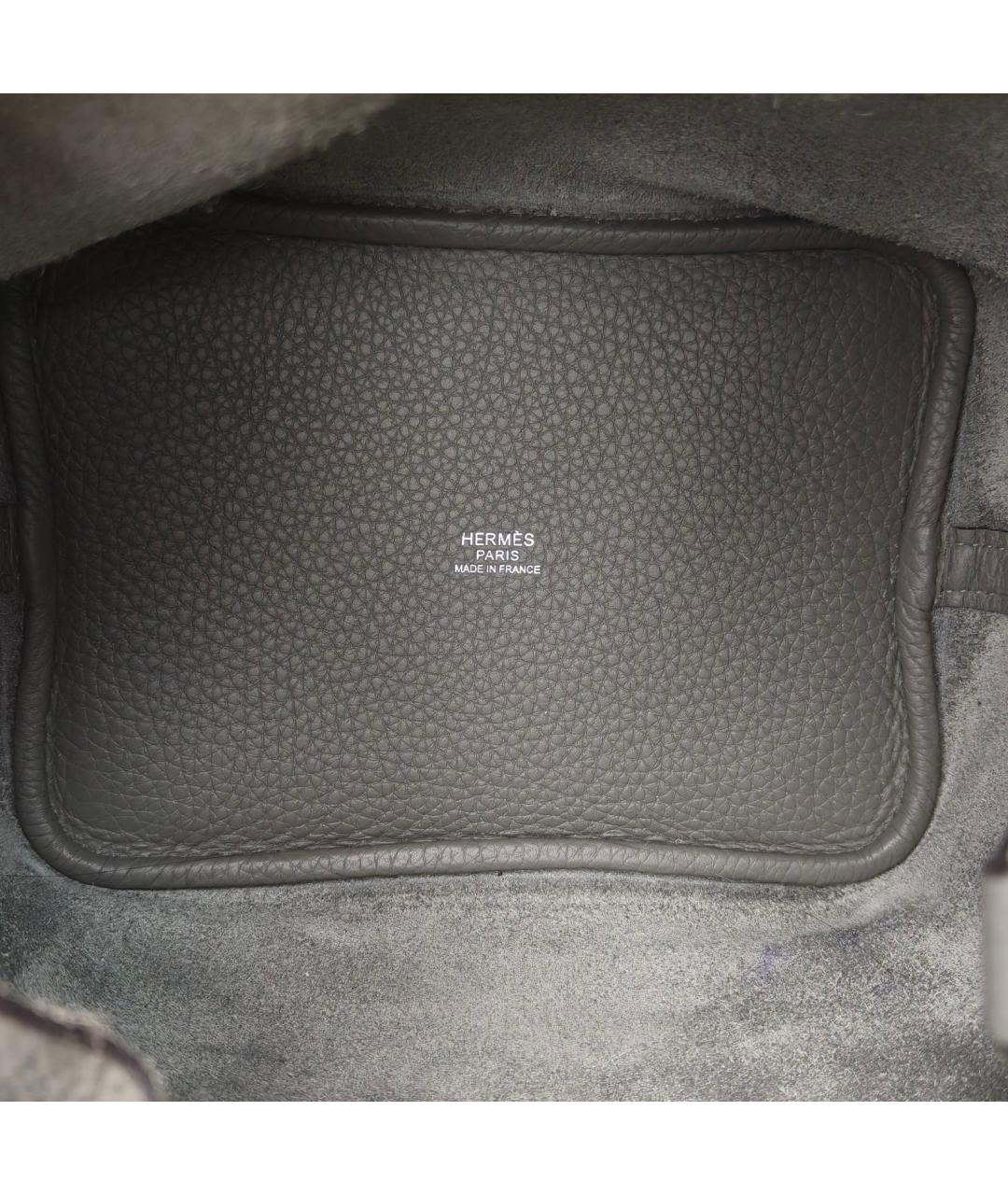 HERMES Серая кожаная сумка через плечо, фото 8