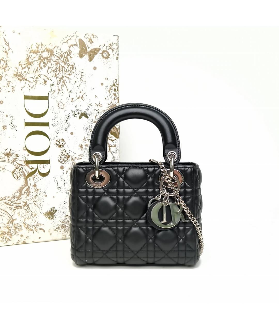 CHRISTIAN DIOR Черная кожаная сумка через плечо, фото 9