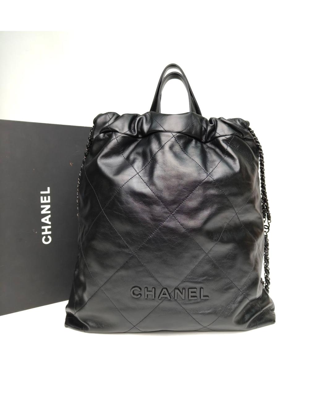 CHANEL Черный кожаный рюкзак, фото 9