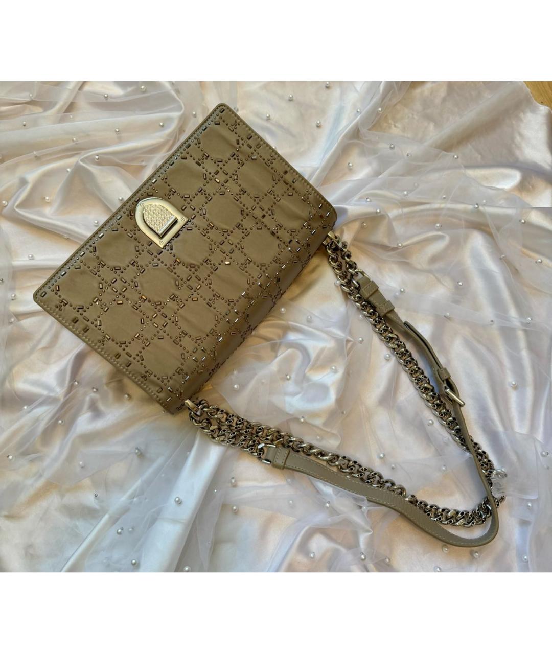 CHRISTIAN DIOR Серая шелковая сумка через плечо, фото 2