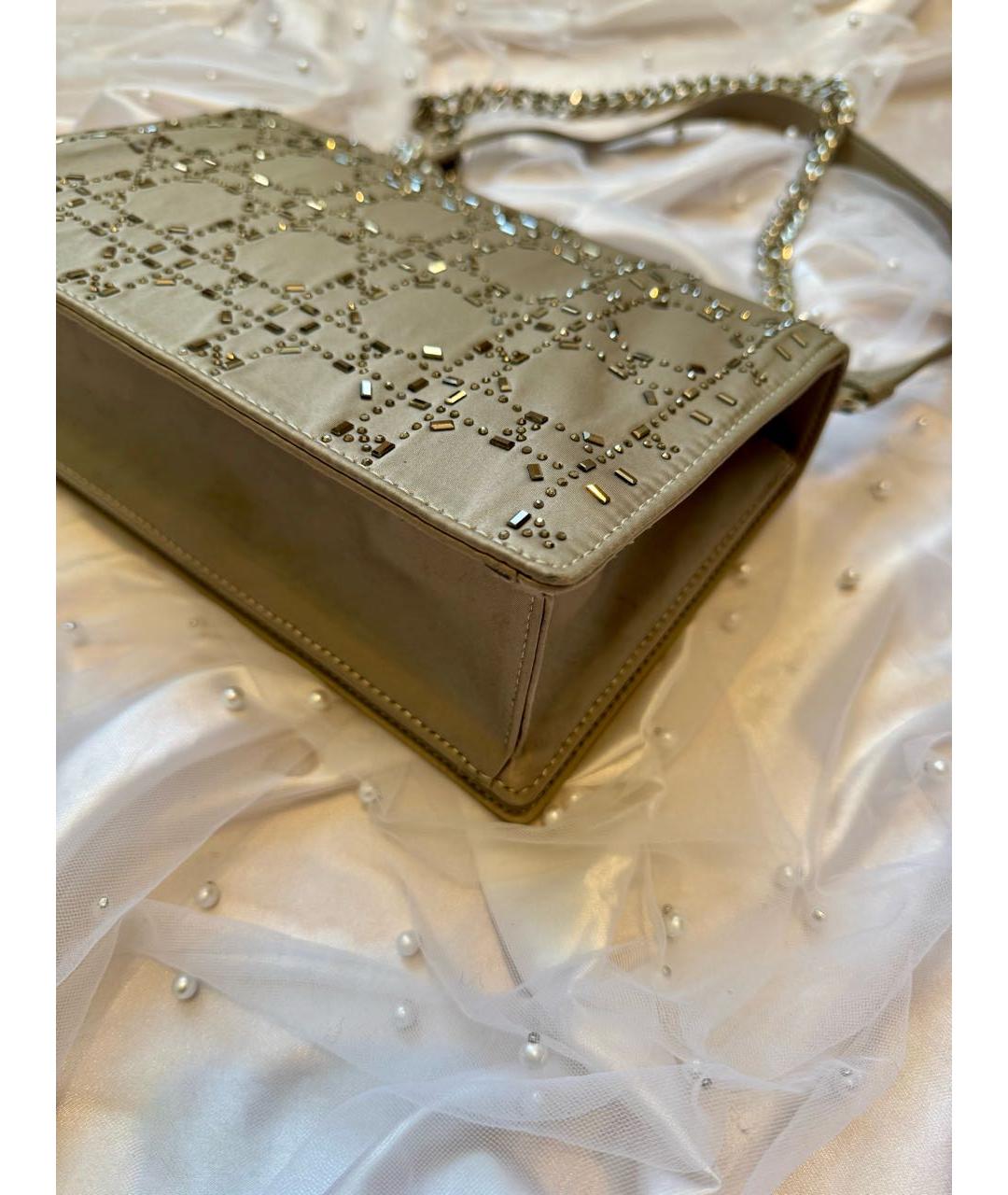 CHRISTIAN DIOR Серая шелковая сумка через плечо, фото 7