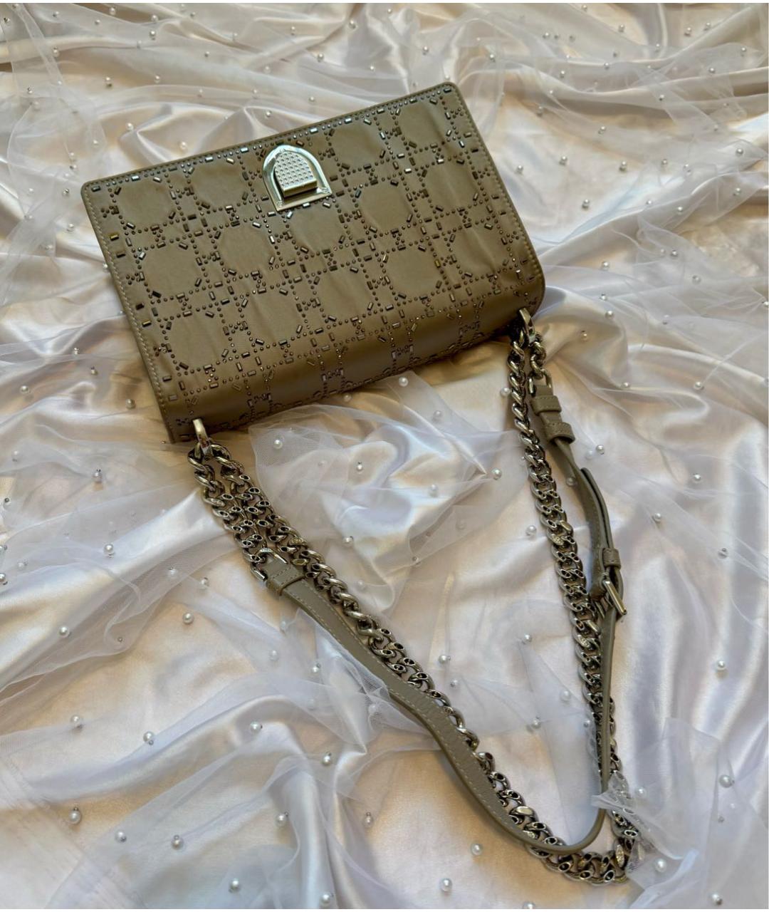 CHRISTIAN DIOR Серая шелковая сумка через плечо, фото 8