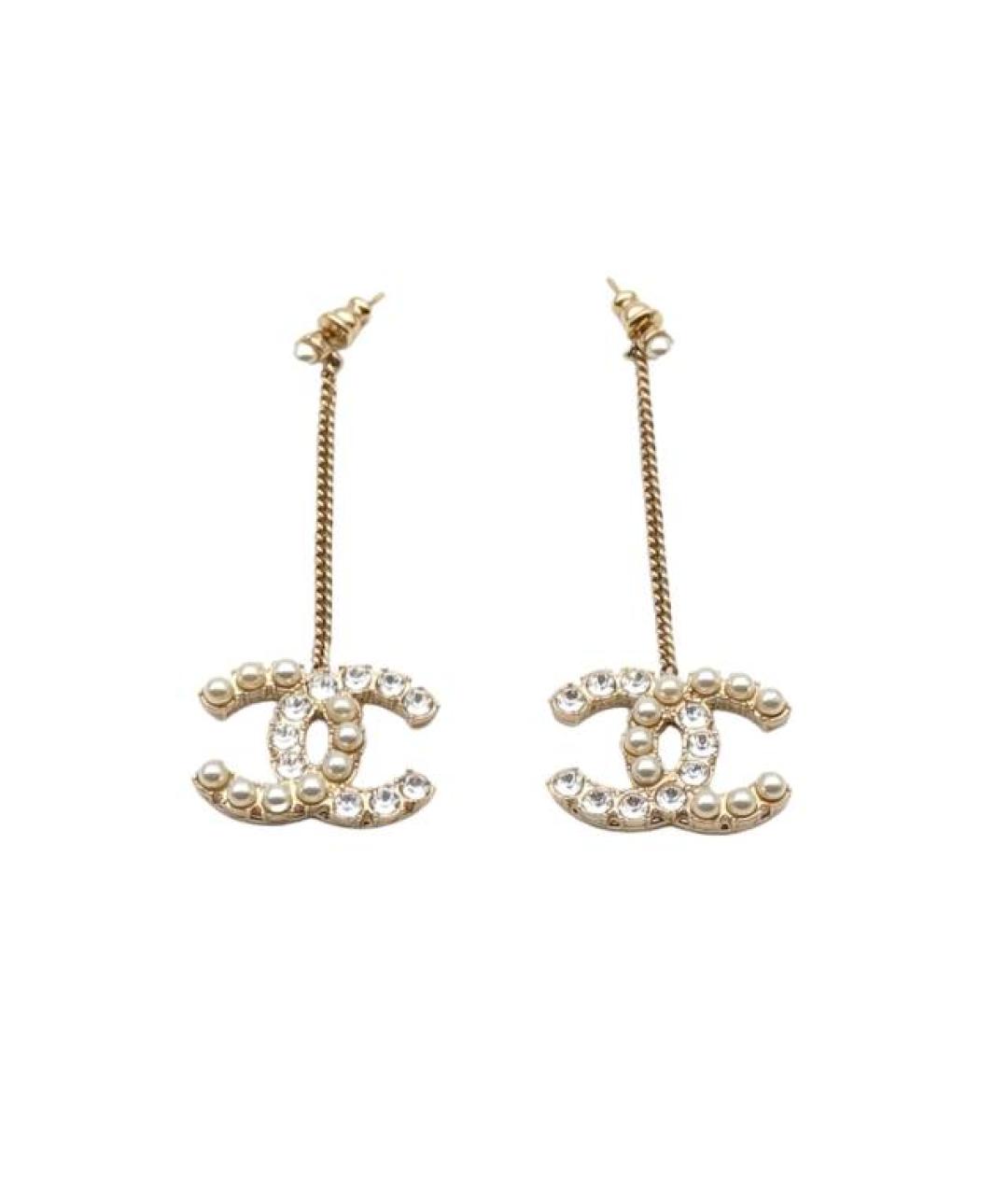 CHANEL Золотые металлические серьги, фото 1