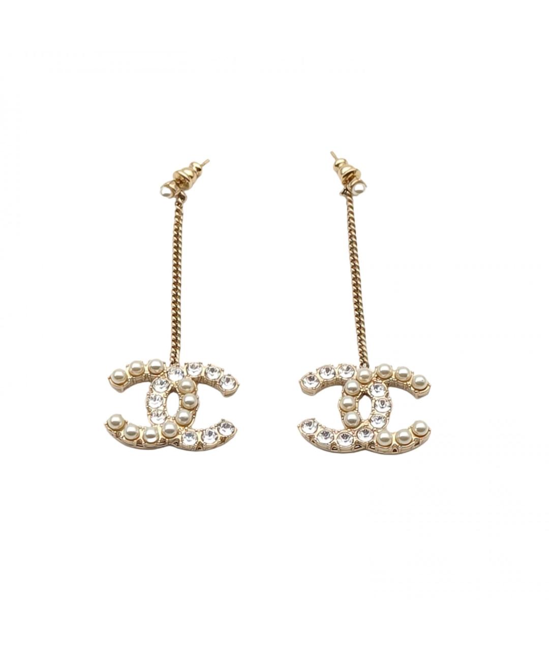 CHANEL Золотые металлические серьги, фото 2