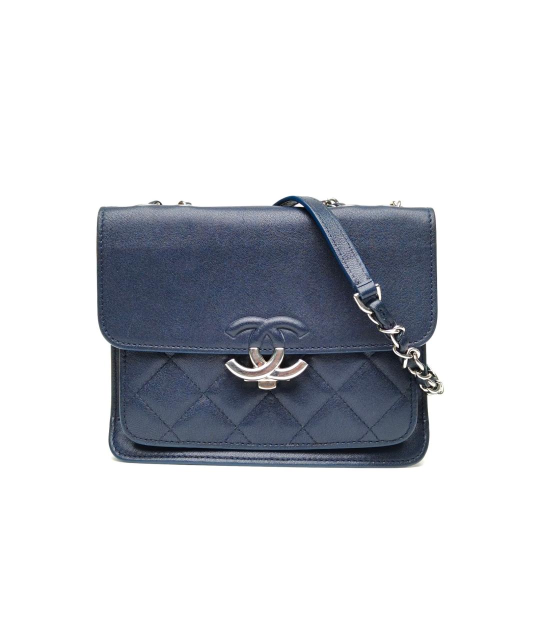 CHANEL Темно-синяя кожаная сумка через плечо, фото 2