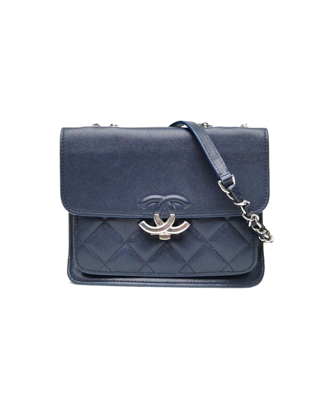 CHANEL Темно-синяя кожаная сумка через плечо, фото 1