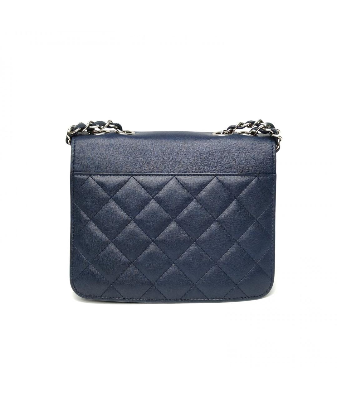 CHANEL Темно-синяя кожаная сумка через плечо, фото 4