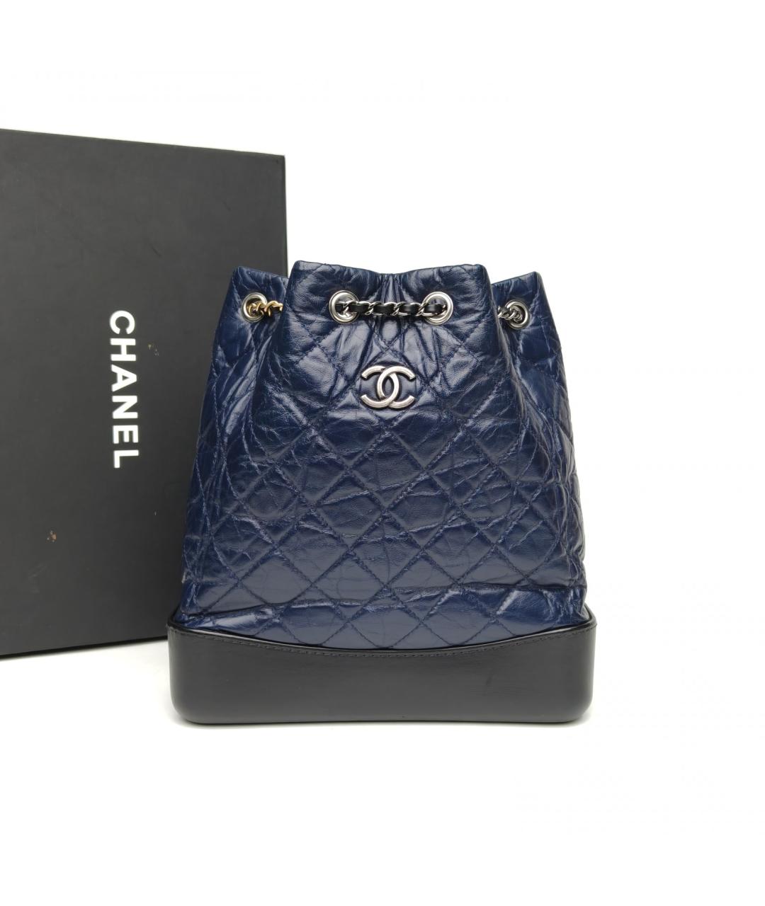 CHANEL Темно-синяя кожаная сумка через плечо, фото 9