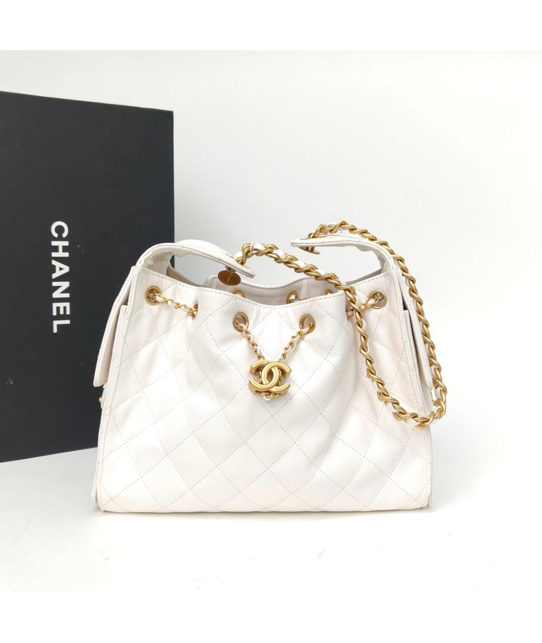 CHANEL Белая кожаная сумка через плечо, фото 9
