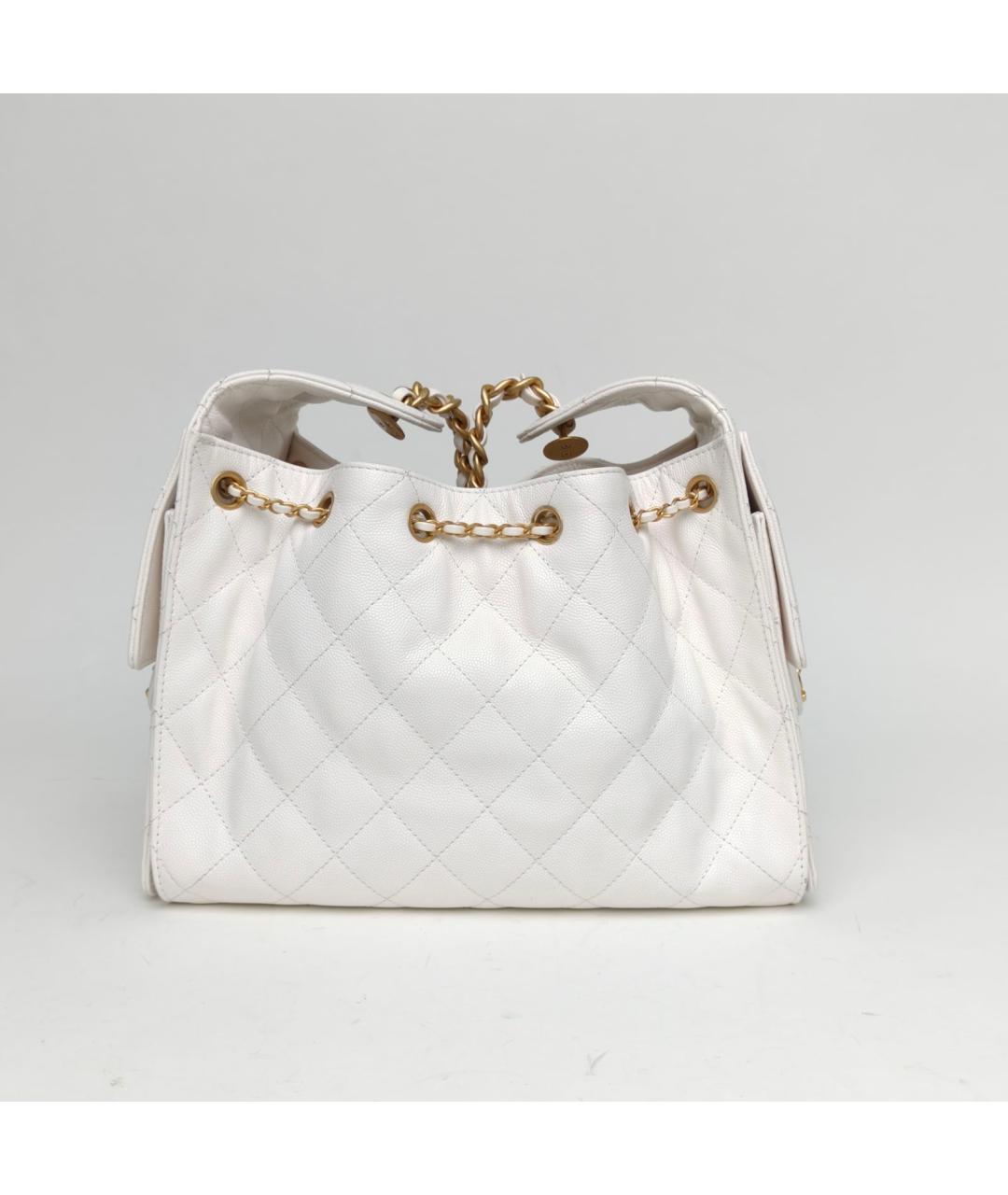 CHANEL Белая кожаная сумка через плечо, фото 4
