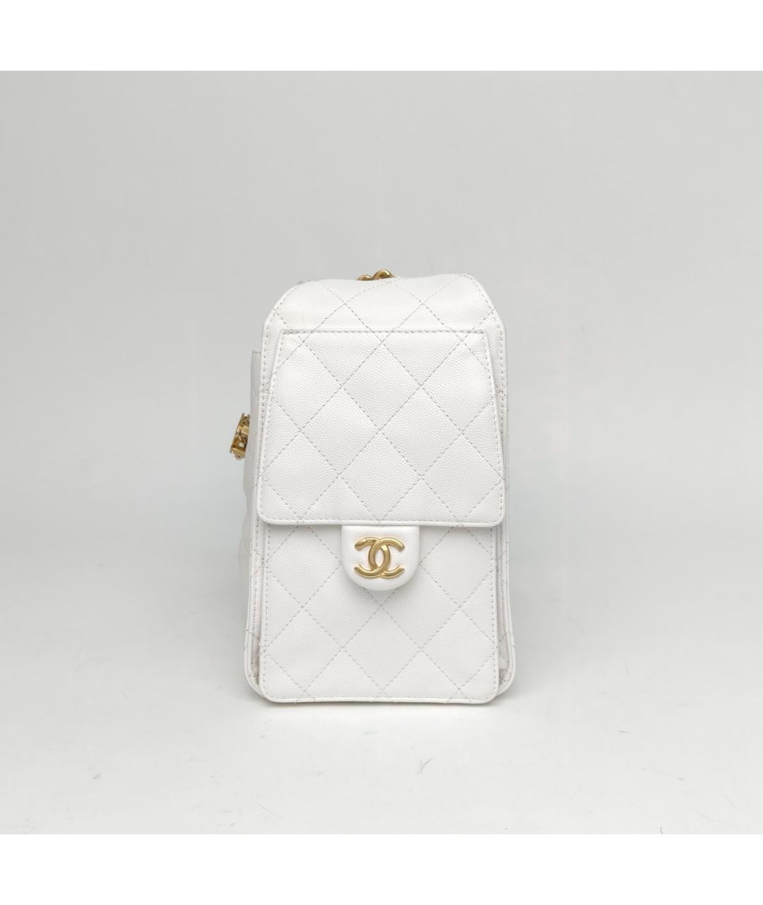 CHANEL Белая кожаная сумка через плечо, фото 3