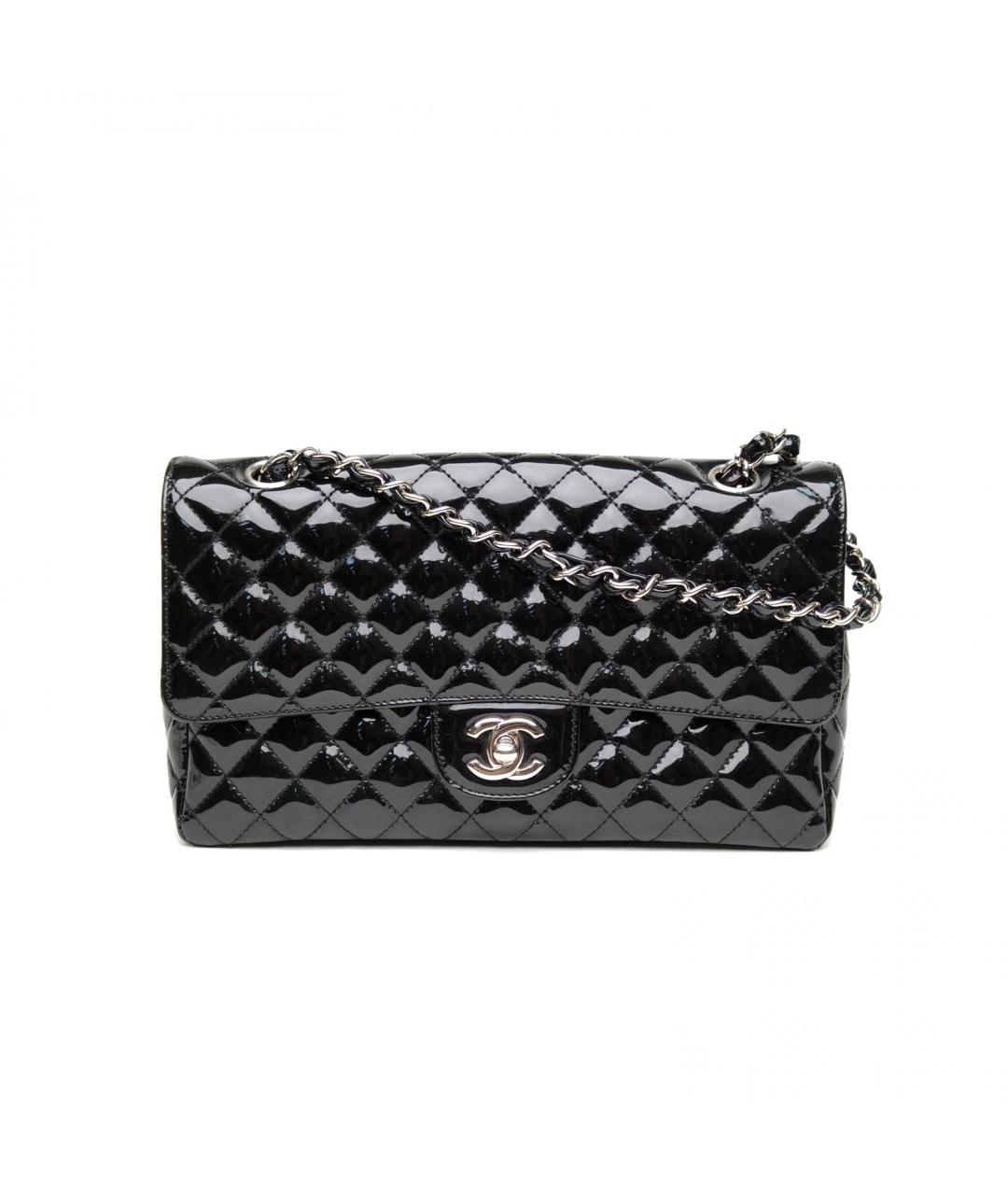 CHANEL Черная сумка через плечо из лакированной кожи, фото 2