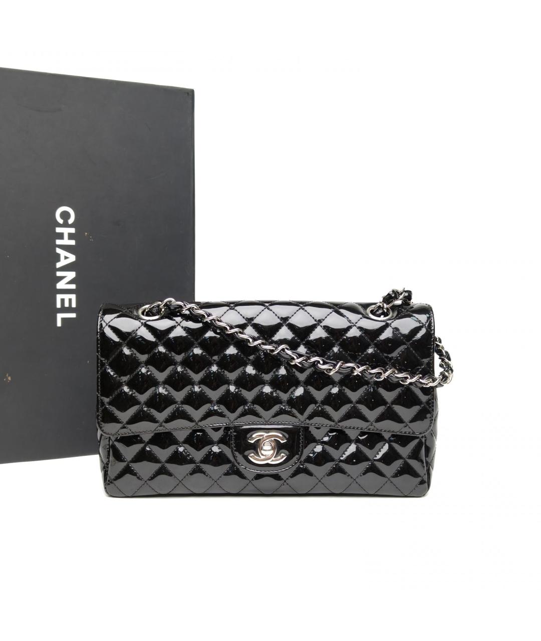 CHANEL Черная сумка через плечо из лакированной кожи, фото 9