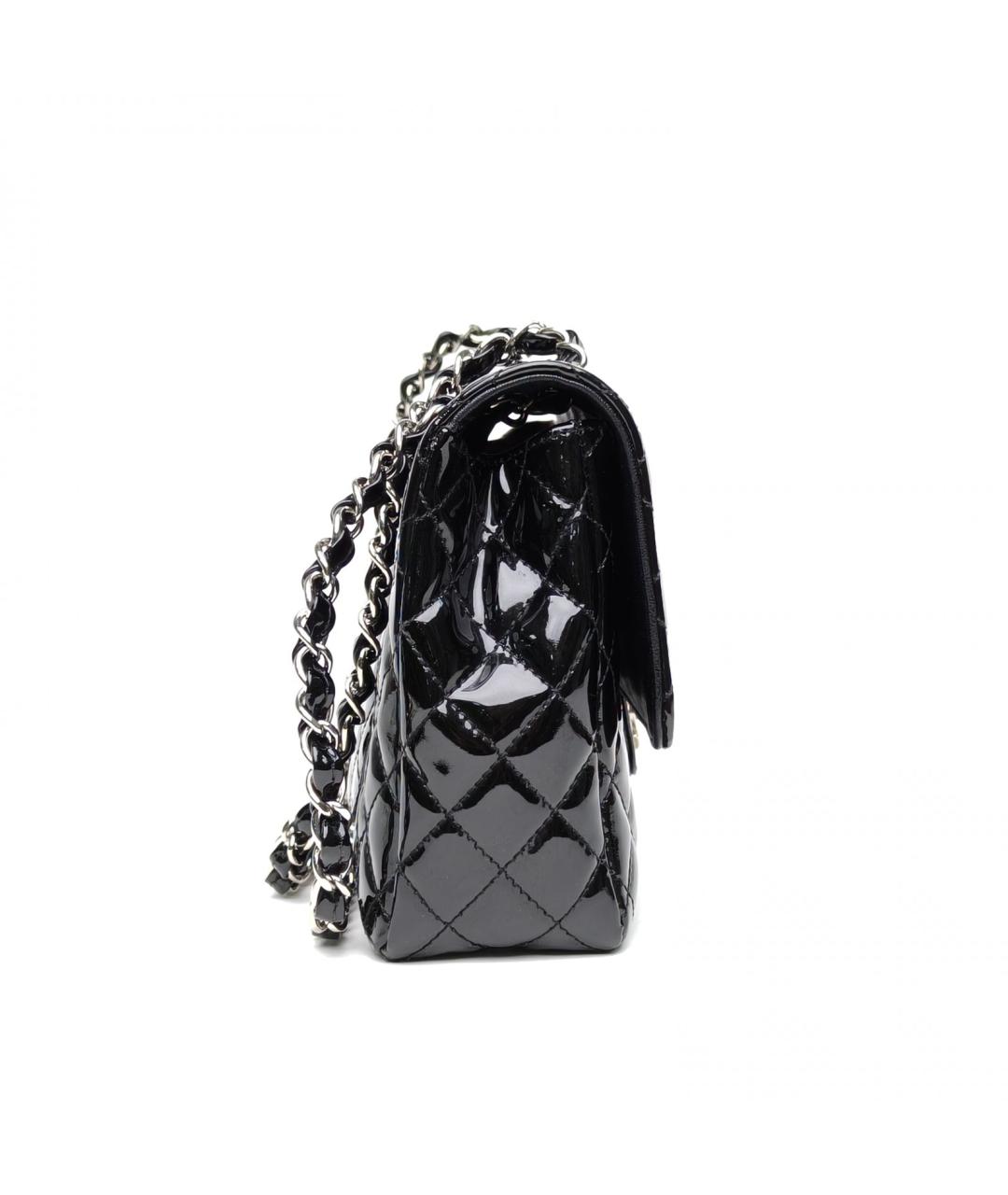 CHANEL Черная сумка через плечо из лакированной кожи, фото 5
